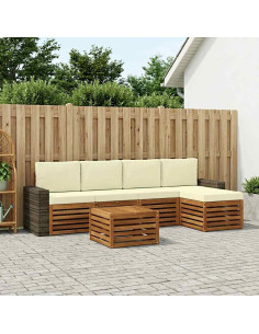 Set di divani da esterno con cuscino 6 pcs Naturale e Crema