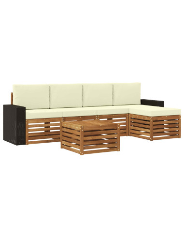 Set di divani da esterno con cuscino 6 pcs Naturale e Crema