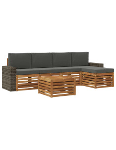 Set di divani da esterno 6 pcs Naturale e Antracite 2