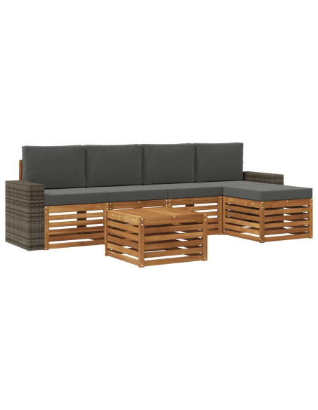 Set di divani da esterno 6 pcs Naturale e Antracite