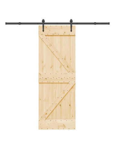 Porta scorrevole NARVIK Naturale e Nero 70 x 210 cm (213,5 cm)
