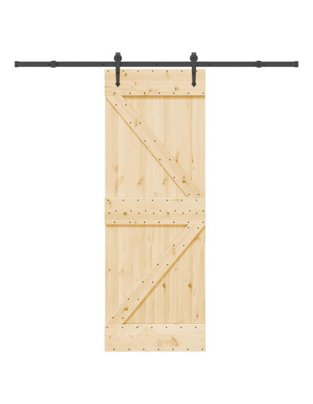Porta scorrevole NARVIK Naturale e Nero 70 x 210 cm (213,5 cm)
