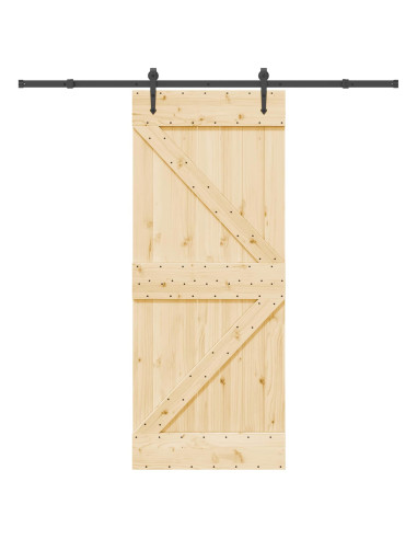 Porta scorrevole NARVIK Naturale e Nero 85 x 210 cm (213,5 cm)