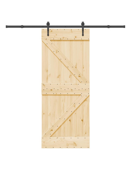 Porta scorrevole NARVIK Naturale e Nero 85 x 210 cm (213,5 cm)