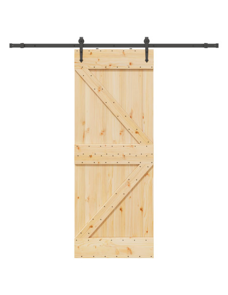 Porta scorrevole NARVIK Naturale e Nero 80 x 210 cm (213,5 cm)