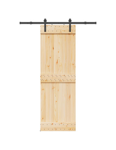 Porta scorrevole NARVIK Naturale e Nero 70 x 210 cm (152,5 cm)