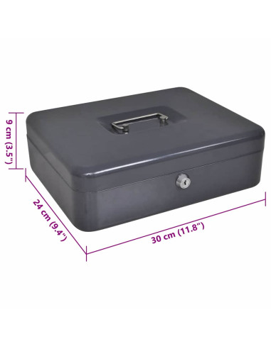 Scatola per Contanti Grigio scuro 30 x 24 x 9 cm Acciaio