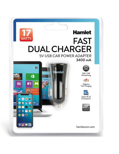 ADATTATORE AUTO DUAL USB 17W 3.4A