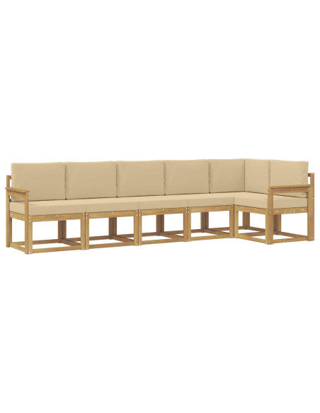 Set di divani da esterno 6 pcs Bianco e Beige Poliestere