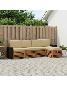 Set di divani da esterno con cuscino 5 pcs Naturale e Beige