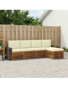 Set di divani da esterno con cuscino 5 pcs Naturale e Crema