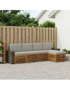 Set di divani da esterno 5 pcs Naturale e Grigio Chiaro