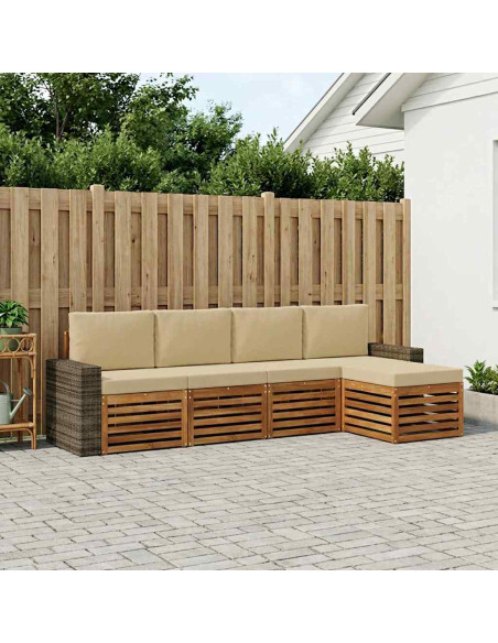 Set di divani da esterno con cuscino 5 pcs Naturale e Beige