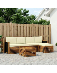 Set di divani da esterno con cuscino 6 pcs Naturale e Crema