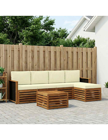 Set di divani da esterno con cuscino 6 pcs Naturale e Crema