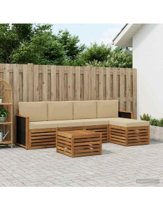 Set di divani da esterno con cuscino 6 pcs Naturale e Beige