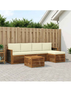 Set di divani da esterno con cuscino 6 pcs Naturale e Crema
