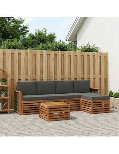 Set di divani da esterno con cuscino 6 pcs Naturale e Antracite