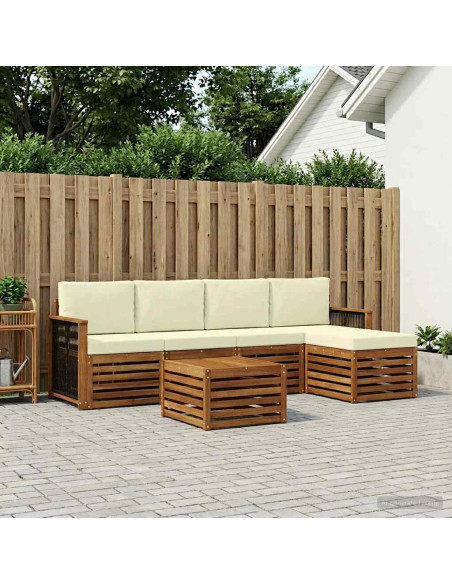 Set di divani da esterno con cuscino 6 pcs Naturale e Crema