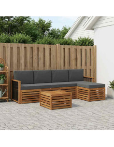 Set di divani da esterno con cuscino 6 pcs Naturale e Antracite