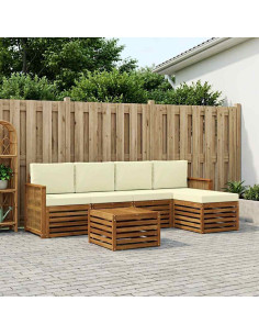 Set di divani da esterno con cuscino 6 pcs Naturale e Crema