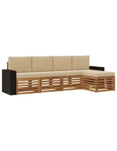 Set di divani da esterno con cuscino 5 pcs Naturale e Beige