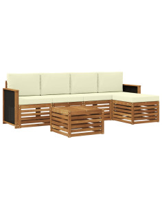 Set di divani da esterno con cuscino 6 pcs Naturale e Crema 2
