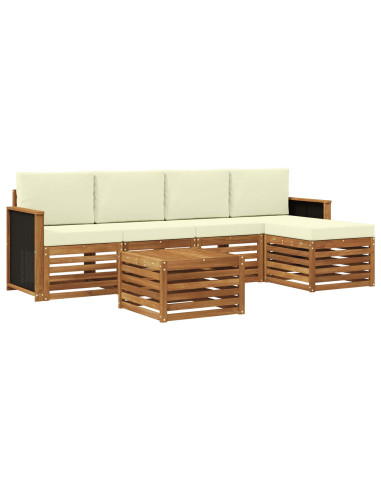 Set di divani da esterno con cuscino 6 pcs Naturale e Crema