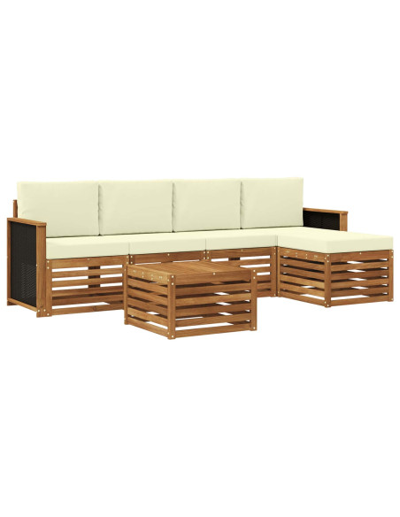 Set di divani da esterno con cuscino 6 pcs Naturale e Crema