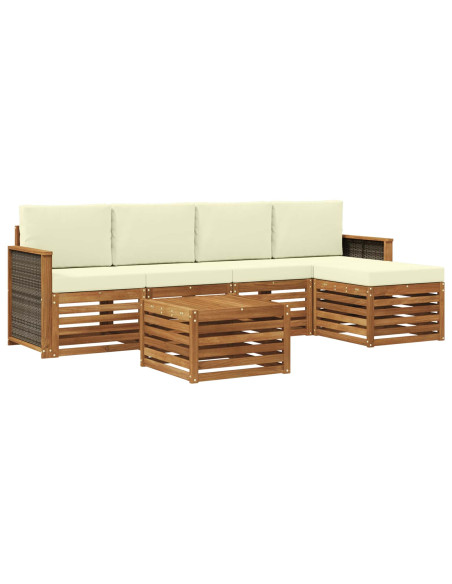 Set di divani da esterno con cuscino 6 pcs Naturale e Crema