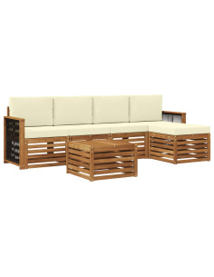 Set di divani da esterno con cuscino 6 pcs Naturale e Crema 2