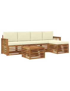 Set di divani da esterno con cuscino 6 pcs Naturale e Crema 2