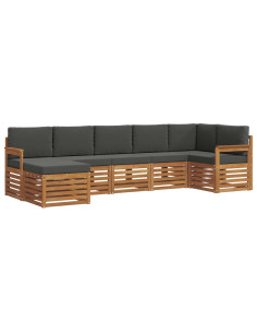 Set divani 7 pcs Naturale e Antracite Legno di Acacia Massello 2