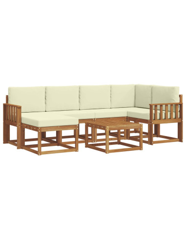 Set di divani da esterno con cuscino 7 pcs Naturale e Crema