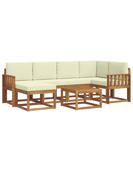 Set di divani da esterno con cuscino 7 pcs Naturale e Crema