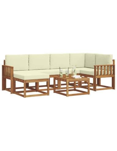 Set di divani da esterno con cuscino 7 pcs Naturale e Crema