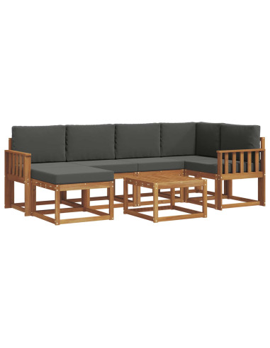 Set di divani da esterno con cuscino 7 pcs Naturale e Antracite
