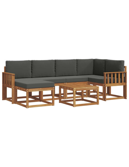 Set di divani da esterno con cuscino 7 pcs Naturale e Antracite