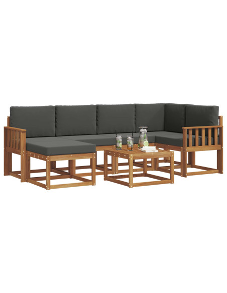 Set di divani da esterno con cuscino 7 pcs Naturale e Antracite