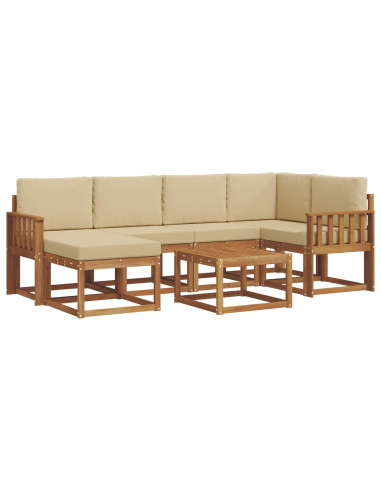 Set di divani da esterno con cuscino 7 pcs Naturale e Beige