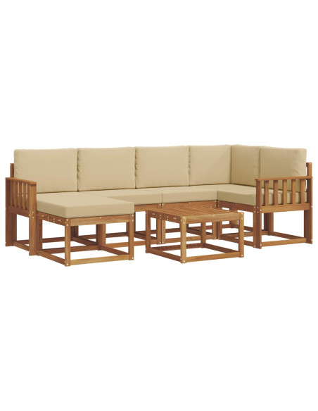 Set di divani da esterno con cuscino 7 pcs Naturale e Beige