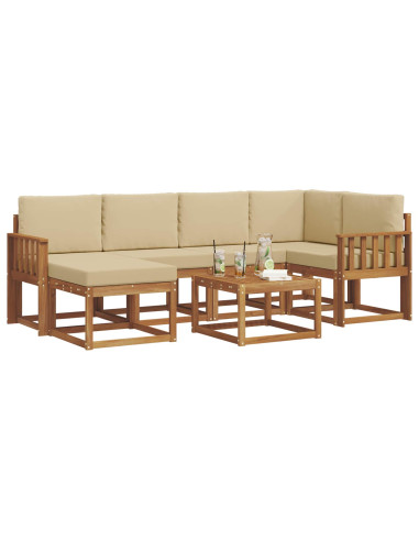 Set di divani da esterno con cuscino 7 pcs Naturale e Beige