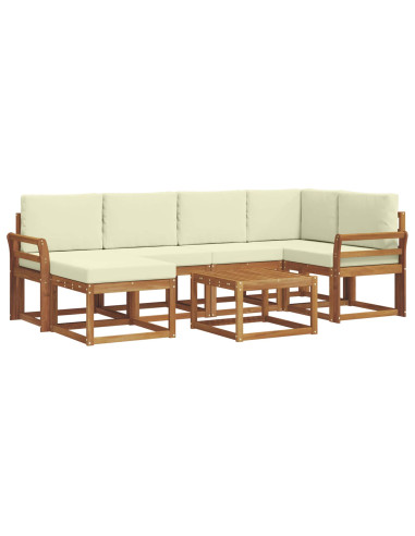 Set di divani da esterno con cuscino 7 pcs Naturale e Crema