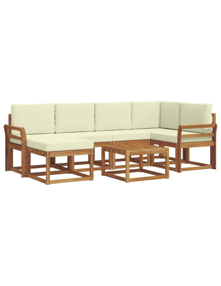 Set di divani da esterno con cuscino 7 pcs Naturale e Crema