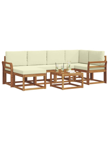 Set di divani da esterno con cuscino 7 pcs Naturale e Crema