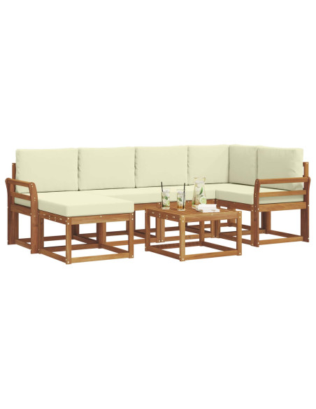 Set di divani da esterno con cuscino 7 pcs Naturale e Crema
