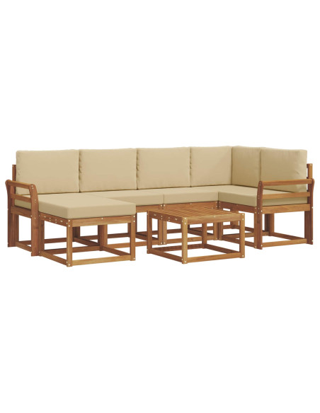 Set di divani da esterno con cuscino 7 pcs Naturale e Beige