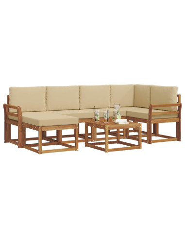 Set di divani da esterno con cuscino 7 pcs Naturale e Beige