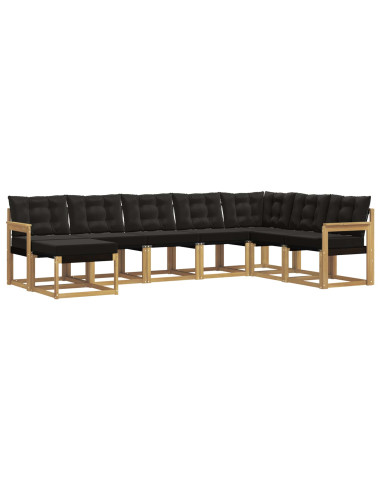 Set di divani da esterno con cuscino 8 pcs Bianco e Nero