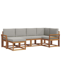 Set di divani da esterno 6 pcs Grigio Naturale e Chiaro 2